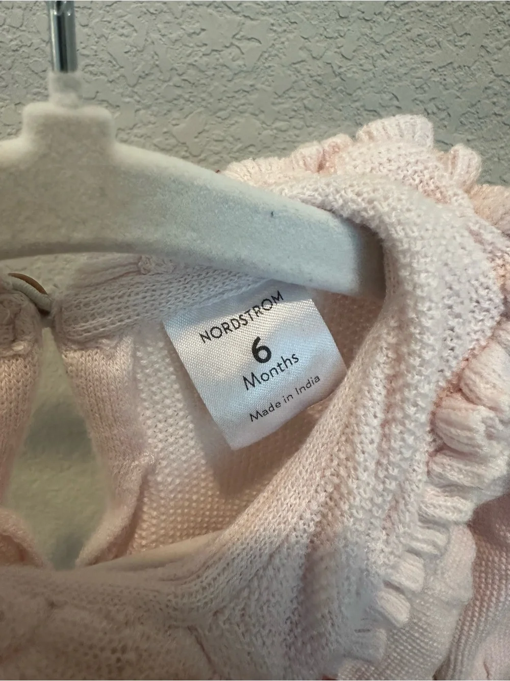Nordstrom Baby Girls Light Pink Ruffle Collar Knit Top with matching pants